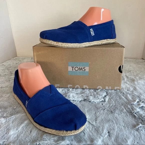 TOMS blue suede Classics w rope sole Women size7 - Picture 2 of 16